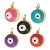 Colgantes ojo malvado, metal, Esférico, chapado en color dorado, Joyería & Bricolaje & patrón de malvado de ojo & para mujer & esmalte, más colores para la opción, 14x16x14mm, agujero:aproximado 3.5mm, 10PCs/Grupo, Vendido por Grupo