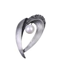 Kunststof Pearl Brooch, Zinc Alloy, met Plastic Pearl, plated, mode sieraden & uniseks & met strass, meer kleuren voor de keuze, 30x60mm, Verkocht door PC