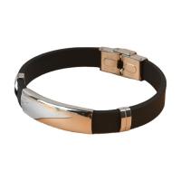 Silikone Armbånd, 304 rustfrit stål, med Silicone, Unisex, sort, 10mm, Længde Ca. 20.5 cm, Solgt af PC