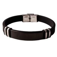 Silikon Armband, 304 rostfritt stål, med Silikon, Unisex, svart, Längd Ca 20.5 cm, Säljs av PC