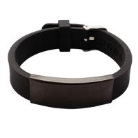 Braccialetti in silicone, 304 acciaio inox, with silicone, Placcatura galvanica, unisex, nero, 14x4mm, Lunghezza Appross. 20.5 cm, Venduto da PC