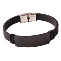 Bracelets en silicone, Acier inoxydable 304, avec silicone, Placage galvanique, unisexe, noire, Longueur Environ 20.5 cm, Vendu par PC