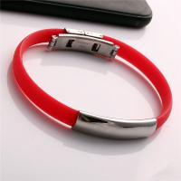 Bracelets en silicone, Acier inoxydable 304, avec silicone, poli, unisexe, plus de couleurs à choisir, Longueur Environ 20.5 cm, Vendu par PC