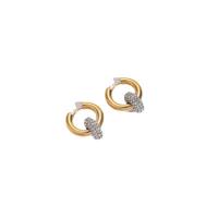 Boucles d'oreilles en laiton zircon cubique pavent, Rond, Plaqué d'or 14K, pavé de micro zircon & pour femme, doré, protéger l'environnement, sans nickel, plomb et cadmium, 19mm, Vendu par paire