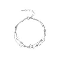 Pulseras de latón, metal, con 4cm extender cadena, Estrella, chapado en color de platina, Joyería & para mujer, color de platina, libre de níquel, plomo & cadmio, longitud aproximado 16.5 cm, Vendido por UD