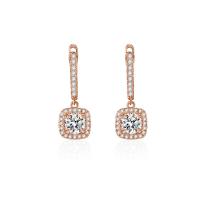 Cubic Zirconia Micro Pave Brass Earring Square plated fashion jewelry & micro pave cubic zirconia & for woman nickel lead & cadmium free Sold By Pair