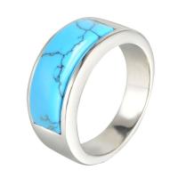 Bague turquoise, Acier titane, avec turquoise, poli, unisexe & normes différentes pour le choix, bleu, Vendu par PC