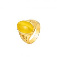 Natural Gemstone Finger Ring Titanium Steel with Gemstone gold color plated Unisex Sold By PC