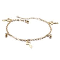 Roestvrijstalen Anklet, Titanium Staal, Sleutel, mode sieraden & voor vrouw & hol, meer kleuren voor de keuze, 20x9mm, Lengte Ca 8.9 inch, Verkocht door PC