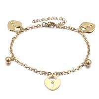 Roestvrijstalen Anklet, Titanium Staal, Hart, mode sieraden & voor vrouw & hol, meer kleuren voor de keuze, 18x15mm, Lengte Ca 8.9 inch, Verkocht door PC