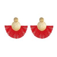 Fashion Fringe Oorbellen, Zinc Alloy, met Polyester garens, gold plated, mode sieraden & voor vrouw, meer kleuren voor de keuze, 88x100mm, Verkocht door pair