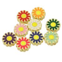 Grânulos de jóias de latão, cobre, Flor, cromado de cor dourada, joias de moda & DIY & para mulher & esmalte, Mais cores pare escolha, 11x11x4mm, Buraco:Aprox 1mm, 10PCs/Lot, vendido por Lot