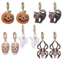 alliage de zinc Boucles d'oreilles, Halloween Design & styles différents pour le choix & pour femme & émail & avec strass, plus de couleurs à choisir, 4.8cmu30013.6cmu30013.9cmu30014.1cmu30014.5cm, Vendu par fixé