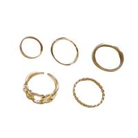 Sinc Alloy Ring Set, plátáilte, 5 phíosa & jewelry faisin & do bhean & log, dathanna níos mó le haghaidh rogha, 1.4cmu30011.7cmu30011.74cm, Díolta De réir Socraigh