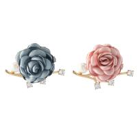 Cubic Zirconia Broche, metal, con paño & Perlas plásticas, Rosa, Joyería & micro arcilla de zirconia cúbica & para mujer, más colores para la opción, 45x60mm, Vendido por UD