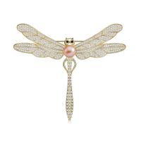 Rhinestone Broche, Messing, med Plastic Pearl, Dragonfly, mode smykker & for kvinde & med rhinestone, flere farver til valg, 57x47mm, Solgt af PC