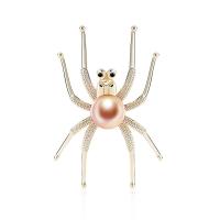 Cubic Zirconia Broche, metal, con Perlas plásticas, Araña, Joyería & micro arcilla de zirconia cúbica & para mujer, 36x44mm, Vendido por UD