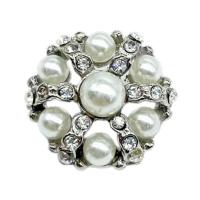 Zinc Alloy Shank Button, met Plastic Pearl, Kroon, silver plated, DIY & met strass, zilver, nikkel, lood en cadmium vrij, 22mm, Verkocht door PC