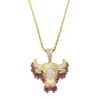 Collier en laiton cubique Zircon Micro Pave, Placage de couleur d'or, unisexe & pavé de micro zircon, protéger l'environnement, sans nickel, plomb et cadmium, 30-55mm, Longueur Environ 50 cm, Vendu par PC