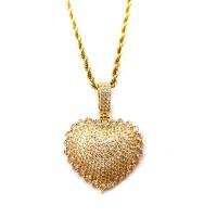 Cubic Zircon Micro Pave Brass Necklace Heart plated Unisex & micro pave cubic zirconia nickel lead & cadmium free 30-55mm Length Approx 50 cm Sold By PC