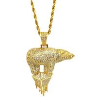 Kubieke Zirkoon Micro Pave Brass Ketting, Messing, Polar Bear, gold plated, uniseks & micro pave zirconia, nikkel, lood en cadmium vrij, 46x70mm, Lengte Ca 50 cm, Verkocht door PC