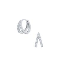 Orecchini cerchietti Hoop ottone, Placcato in oro 14K, Micro spianare cubic zirconia & per la donna, nessuno, assenza di nichel,piombo&cadmio, Diametro interno:Appross. 9mm, Venduto da coppia