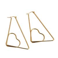 Stainless Steel Lever Terug Earring, 316L roestvrij staal, 18K verguld, mode sieraden & voor vrouw, gouden, 65x30mm, Verkocht door pair