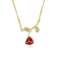 Kubieke Zirkoon Micro Pave Brass Ketting, Messing, met 4cm extender keten, Rose, gold plated, mode sieraden & micro pave zirconia & voor vrouw, gouden, nikkel, lood en cadmium vrij, 15x20mm, Lengte Ca 40 cm, Verkocht door PC