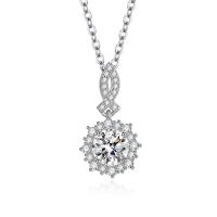 Collier en laiton cubique Zircon Micro Pave, fleur, Placage de couleur platine, bijoux de mode & styles différents pour le choix & pavé de micro zircon & pour femme, couleur platine, protéger l'environnement, sans nickel, plomb et cadmium, Vendu par PC