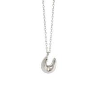 Colliers en argent sterling, Argent sterling 925, Lettre U, Plaqué de platine, bijoux de mode & pour femme, couleur originale, 10x9mm, Longueur Environ 17.7 pouce, Vendu par PC