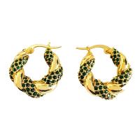 Cubic Zirconia Micro Pave Brass Earring plated micro pave cubic zirconia & for woman 22mm Sold By Pair