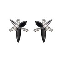 Rhinestone Earring Zinc Alloy silver color plated fashion jewelry & for woman & with glass rhinestone Sold By Pair