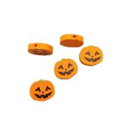 Grânulo jóia de Halloween, madeira, Abóbora, estufagem de verniz, DIY, laranja, 18x11mm, vendido por PC