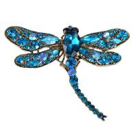 Rhinestone Broche, Zinc Alloy, Dragonfly, forgyldt, Unisex & med rhinestone, flere farver til valg, nikkel, bly & cadmium fri, 75x93mm, Solgt af PC