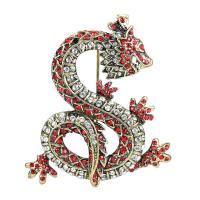 Rhinestone Brooch Zinc Alloy Dragon gold color plated Unisex & with rhinestone nickel lead & cadmium free Sold By PC