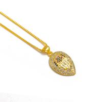 Collier en laiton, feuille, Placage de couleur d'or, bijoux de mode & pour femme & avec strass, doré, protéger l'environnement, sans nickel, plomb et cadmium, 13x24mm, Longueur 45 cm, Vendu par PC