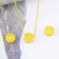 Brass Necklace Four Leaf Clover gold color plated fashion jewelry & for woman golden nickel lead & cadmium free Length 45 cm Sold By PC