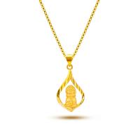 Collier en laiton, bouddha, Placage de couleur d'or, bijoux de mode & pour femme, doré, protéger l'environnement, sans nickel, plomb et cadmium, 14x28mm, Longueur 45 cm, Vendu par PC