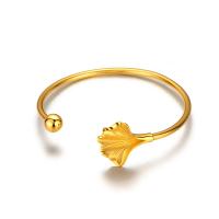 metal Brazalete, hoja del Ginkgo, chapado en color dorado, Joyería & para mujer, dorado, libre de níquel, plomo & cadmio, 3mm, diámetro interior:aproximado 60mm, Vendido por UD