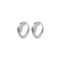 925 sterling silver Huggie Hoop Earring, plated, micro bana cubic zirconia & för kvinna, fler färger för val, 10.50mm, 10Pairs/Lot, Säljs av Lot