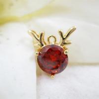 Cubic Zirconia Micro Pave Brass Pendant gold color plated micro pave cubic zirconia red Sold By Lot