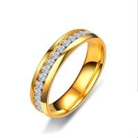 Anillo de dedo de Titantium Acero, Partículas de acero, chapado, unisexo & diverso tamaño para la opción & micro arcilla de zirconia cúbica, más colores para la opción, 10PCs/Grupo, Vendido por Grupo