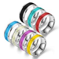 Anillo de dedo de Titantium Acero, Partículas de acero, chapado, unisexo & diverso tamaño para la opción & luminoso, más colores para la opción, 10PCs/Grupo, Vendido por Grupo