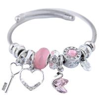 Bracelet European , Acier inoxydable 304, avec cristal & alliage de zinc, pour femme & avec strass & creux, plus de couleurs à choisir, 55mm, Vendu par PC