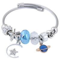 Bracelet European , Acier inoxydable 304, avec cristal & alliage de zinc, Placage, pour femme & avec strass, plus de couleurs à choisir, 55mm, Vendu par PC