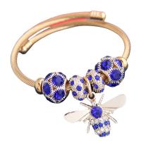 Bracelet European , Acier inoxydable 304, avec alliage de zinc, abeille, Placage de couleur d'or, pour femme & avec strass, plus de couleurs à choisir, 55mm, Vendu par PC