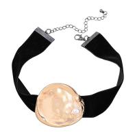 Faisean Choker muince, Sinc Alloy, le Éadach, le 9.9cm slabhra extender, plátáilte, jewelry faisin & do bhean, dhá éagsúla daite, Fad 32.1 cm, Díolta De réir PC