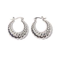 Mens acier inoxydable Hoop boucles d'oreilles, Acier inoxydable 304, bijoux de mode & pour femme, argent, 28x25mm, Vendu par paire