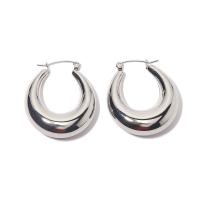 Mens Stainless Steel Hoop Earring, 304 rustfrit stål, mode smykker & for kvinde, sølv, 32x28mm, Solgt af par