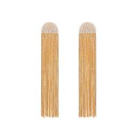 Fashion Fringe Boucles d'oreilles, Acier inoxydable 304, bijoux de mode & pour femme & avec strass, doré, 90x17mm, Vendu par paire